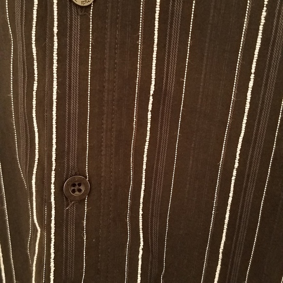 7 Diamonds Black & White Striped Dress Shirt Sz S - Picture 4 of 6